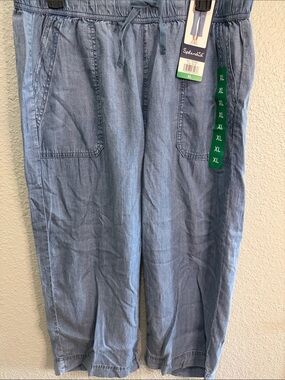 Splendid Light Blue Drawstring Chambray Cropped Pants size XL